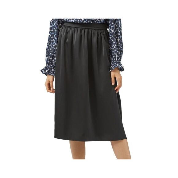 Adyson Parker Womens Black Satiny Side Zip Midi Skirt Size Large NWT - Picture 1 of 7